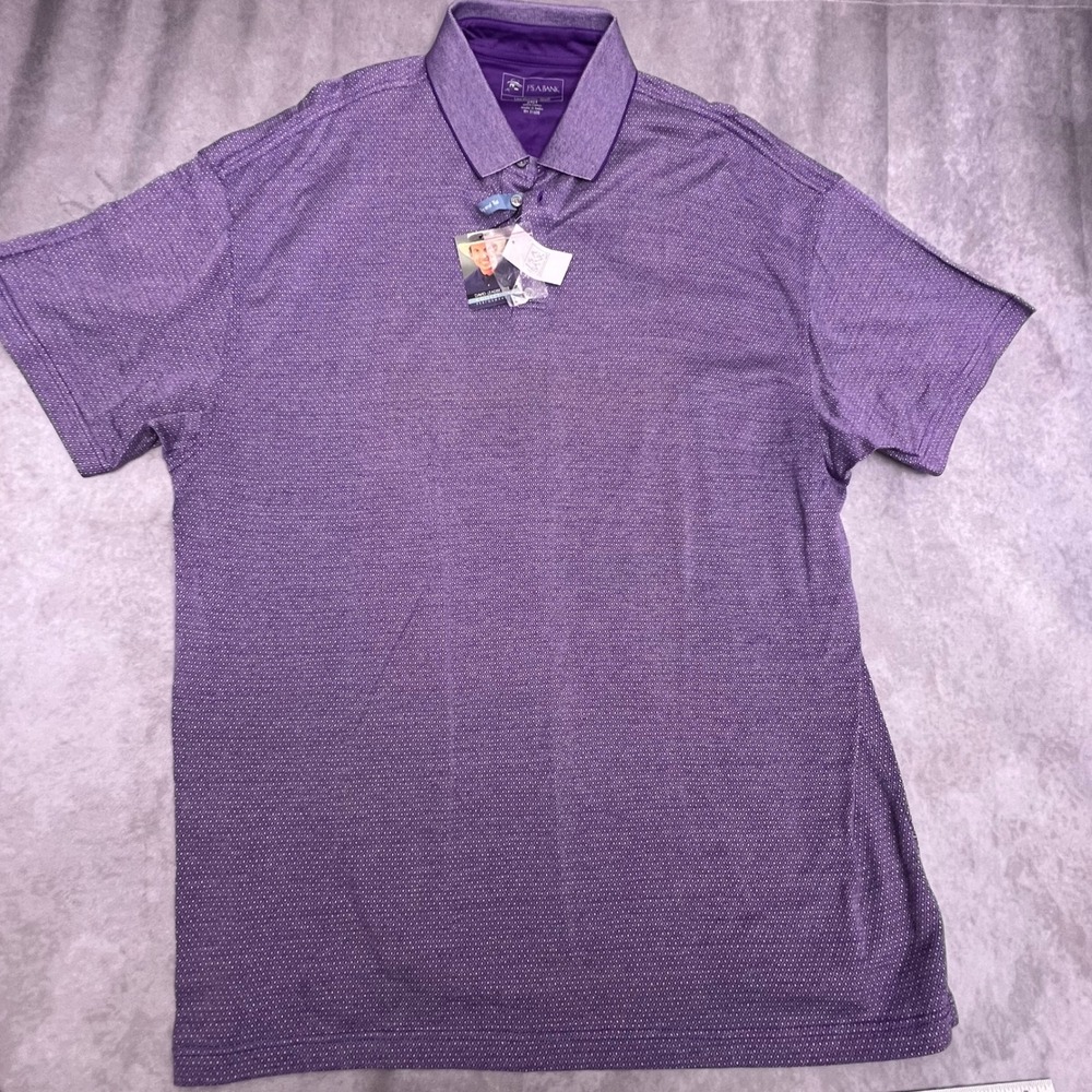 Jos. A. Bank Leadbetter Golf Polo Mens 2XLT Purple Cotton Diamond Pattern Mint